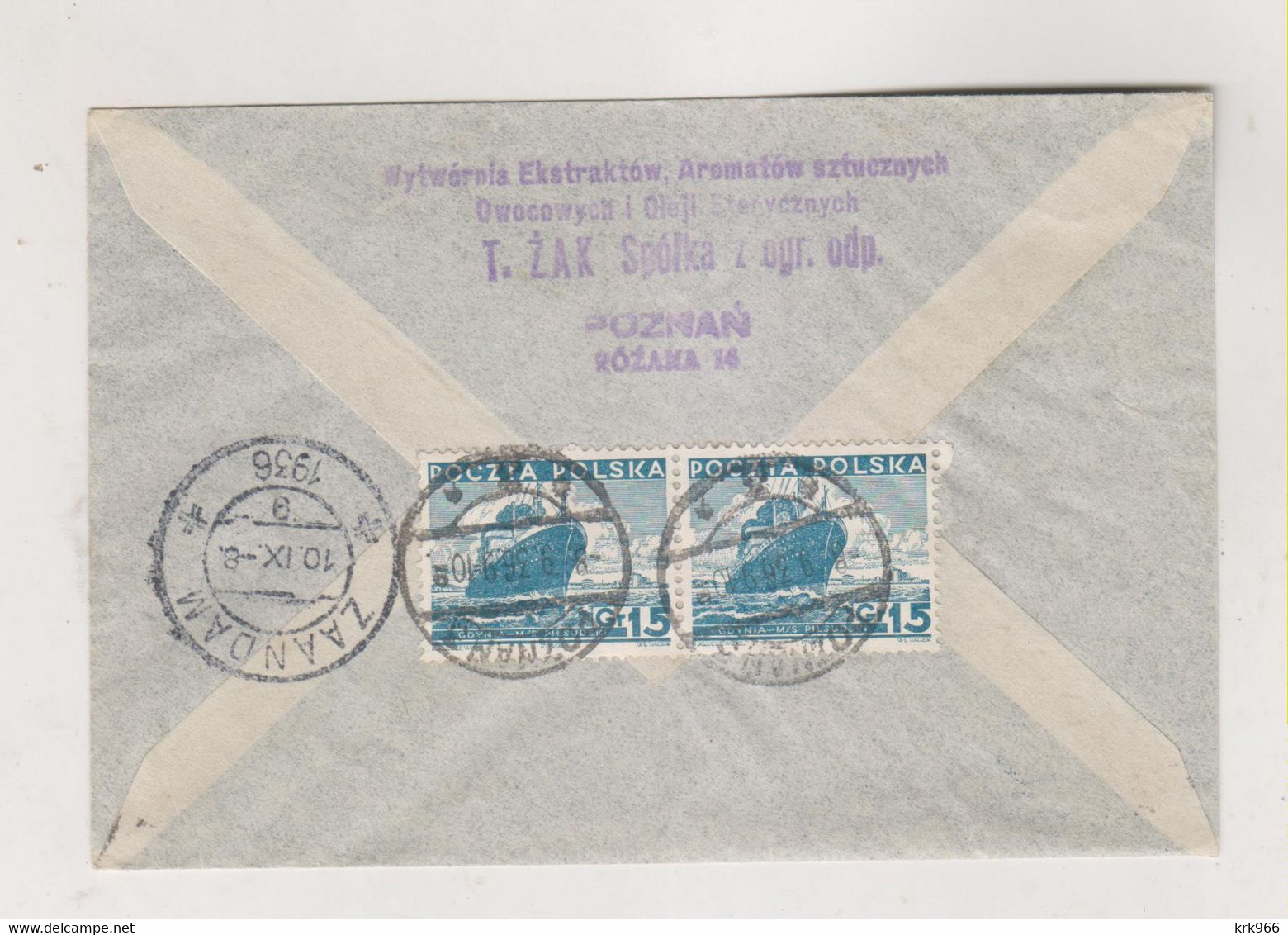 POLAND 1936 POZNAN Airmail  Cover To Netherlands - Brieven En Documenten
