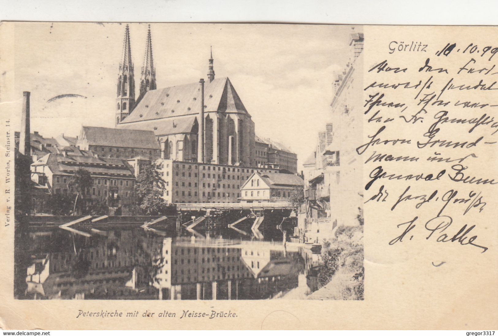 6660) GÖRLITZ - Peterskirche Mit Der Alten NEISSE BRÜCKE - Tolle LITHO 10.10.1899 !! - Goerlitz