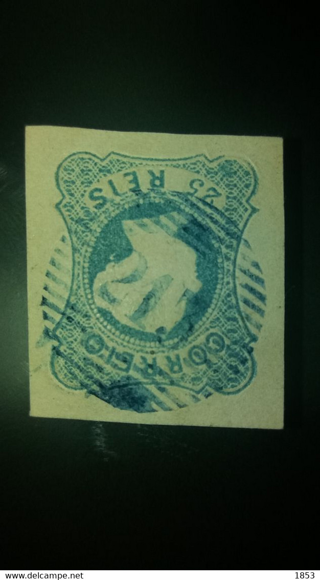 D.MARIA II - MARCOFILIA  - 1ª REFORMA POSTAL - (213) LAGOS EM COR AZUL - Used Stamps