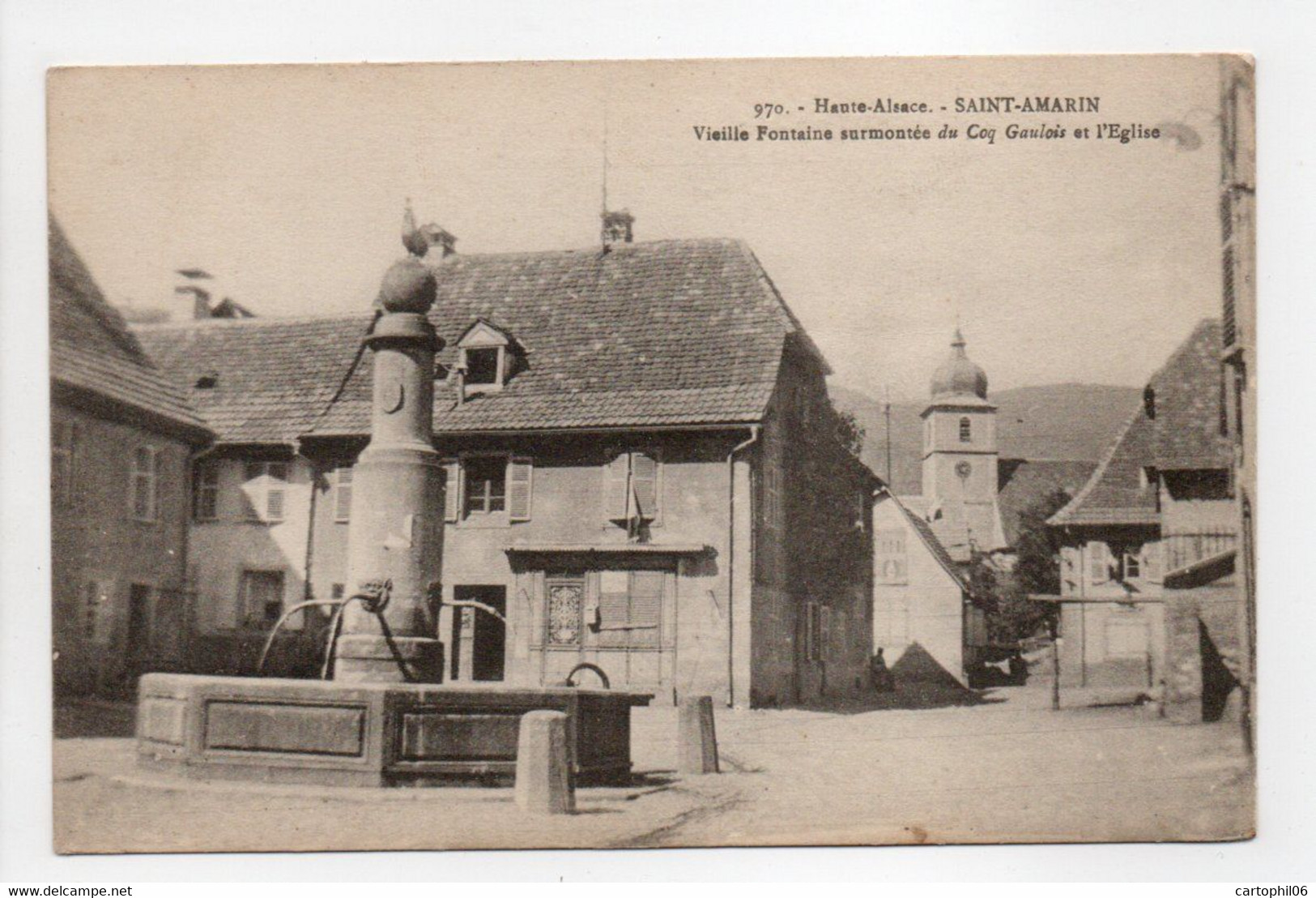 - CPA SAINT-AMARIN (68) - Vieille Fontaine Et L'Eglise 1916 - Edition Chadourne 970 - - Saint Amarin