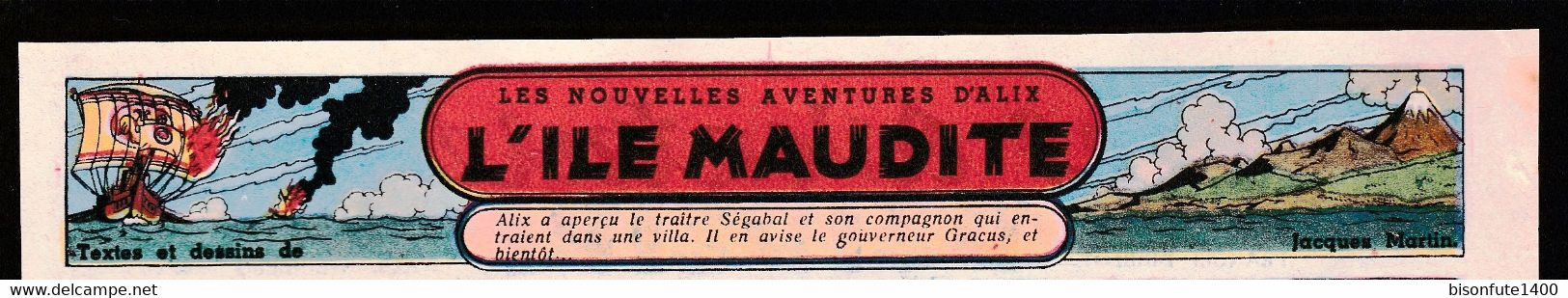 Bandeau Titre De Alix "L'île Maudite" Datant De 1951 Et Inédit Dans Les Bandes Dessinées En Album. - Alix