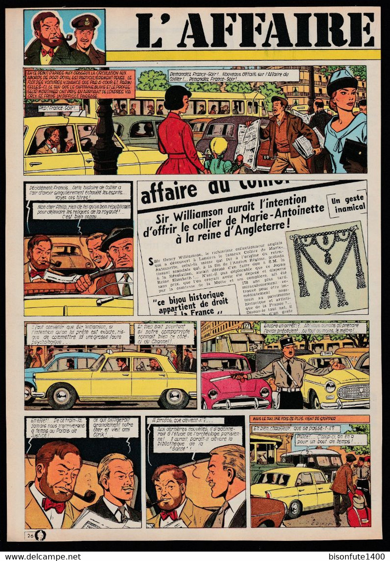 Bandeau Titre De Blake Et Mortimer " L'affaire Du Collier" De 1965 Inédit Dans Les Bandes Dessinées En Albums. - Blake Et Mortimer