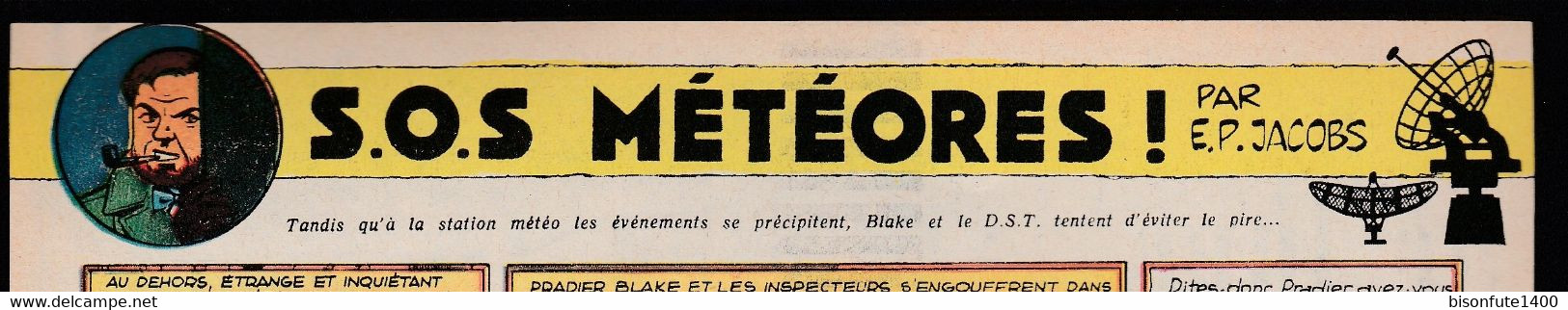 Bandeau Titre De Blake Et Mortimer " S.O.S. Météores" De 1958 Inédit Dans Les Bandes Dessinées En Albums. - Blake Et Mortimer