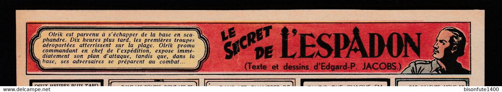 Bandeau Titre De Blake Et Mortimer " Le Secret De L'Espadon 2" De 1949 Inédit Dans Les Bandes Dessinées En Albums. - Blake & Mortimer