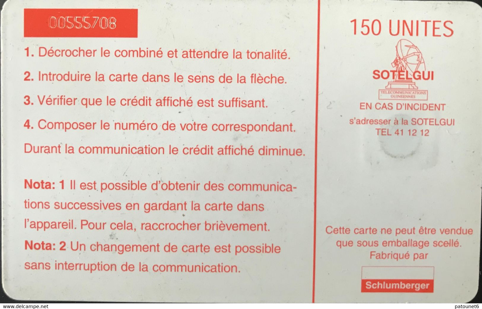 GUINEE  -  SOTELGUI  -  150 Unités  -  SC7 - Guinée