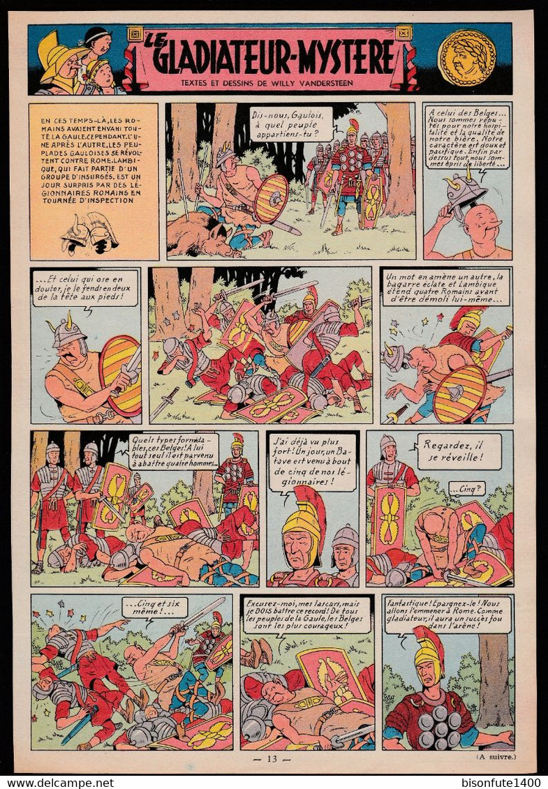 Bandeau Titre De Bob Et Bobette "Le Gladiateur-mystère" De 1954 Inédit Dans Les Bandes Dessinées En Albums. - Bob Et Bobette