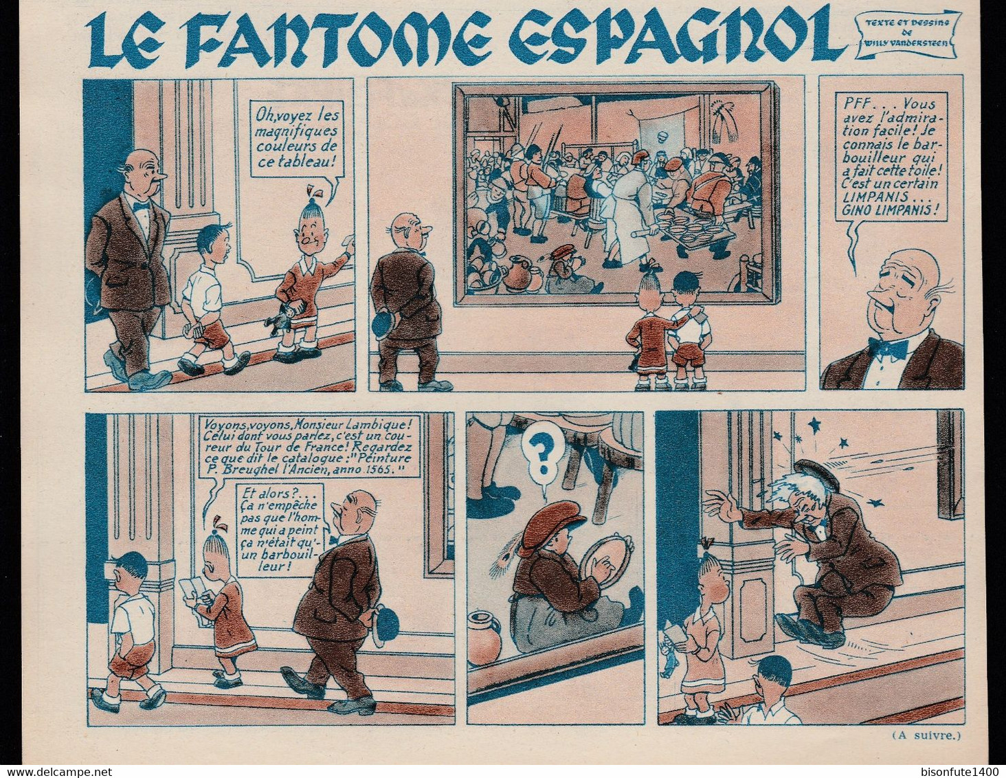 Bandeau Titre De Bob Et Bobette "Le Fantôme Espagnol" De 1948 Inédit Dans Les Bandes Dessinées En Albums. - Bob Et Bobette