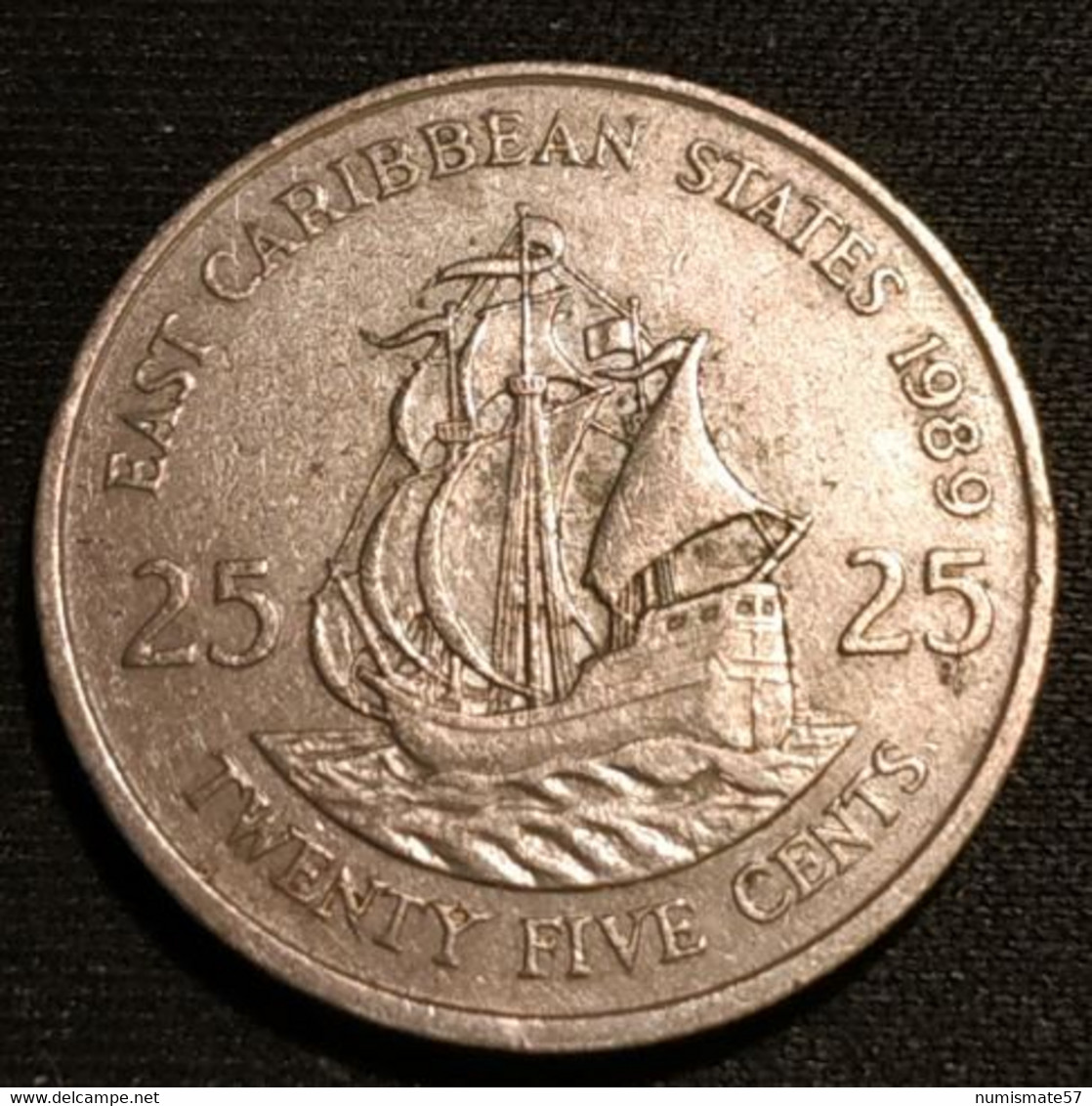 EAST CARIBBEAN STATES - 25 CENTS 1989 - Elizabeth II - 2e Effigie - KM 14 - East Caribbean States