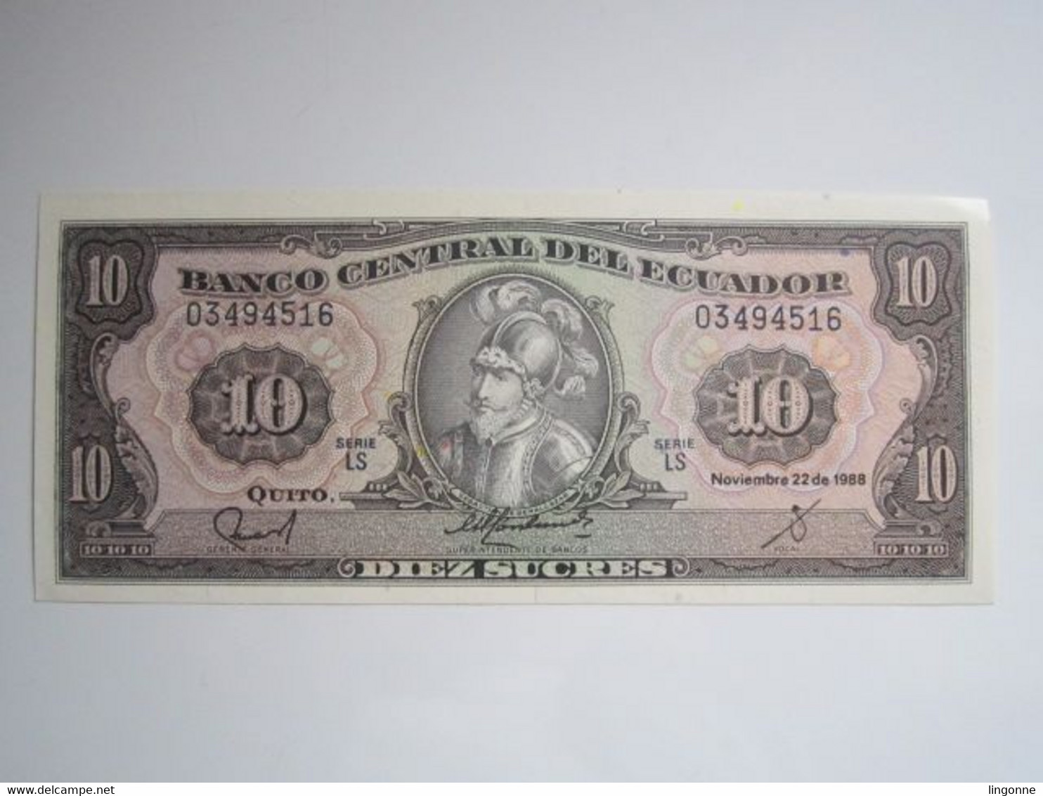 1988 BILLET Équateur, 10 Sucres - Equateur