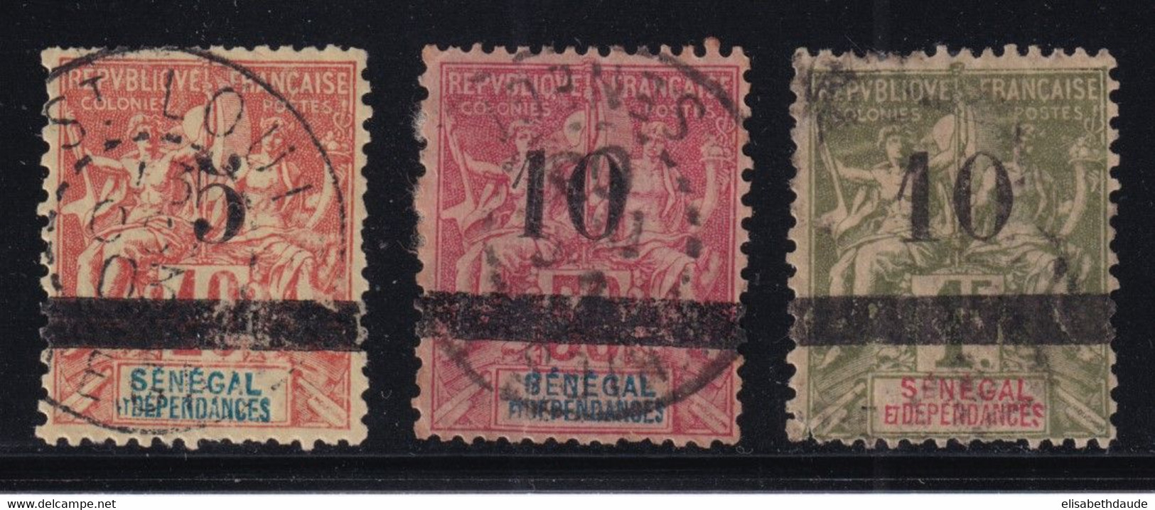 SENEGAL - 1903 - YVERT N° 26+27+29 OBLITERES - COTE 2022 = 180 EUR. - Gebruikt