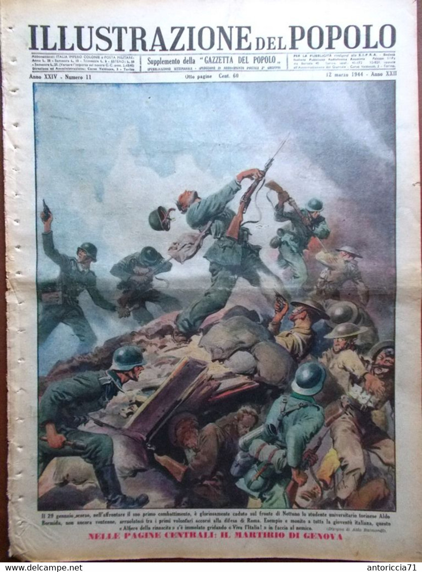 Illustrazione Del Popolo 12 Marzo 1944 WW2 Bormida Martirio Di Genova Fotografia - Guerra 1939-45