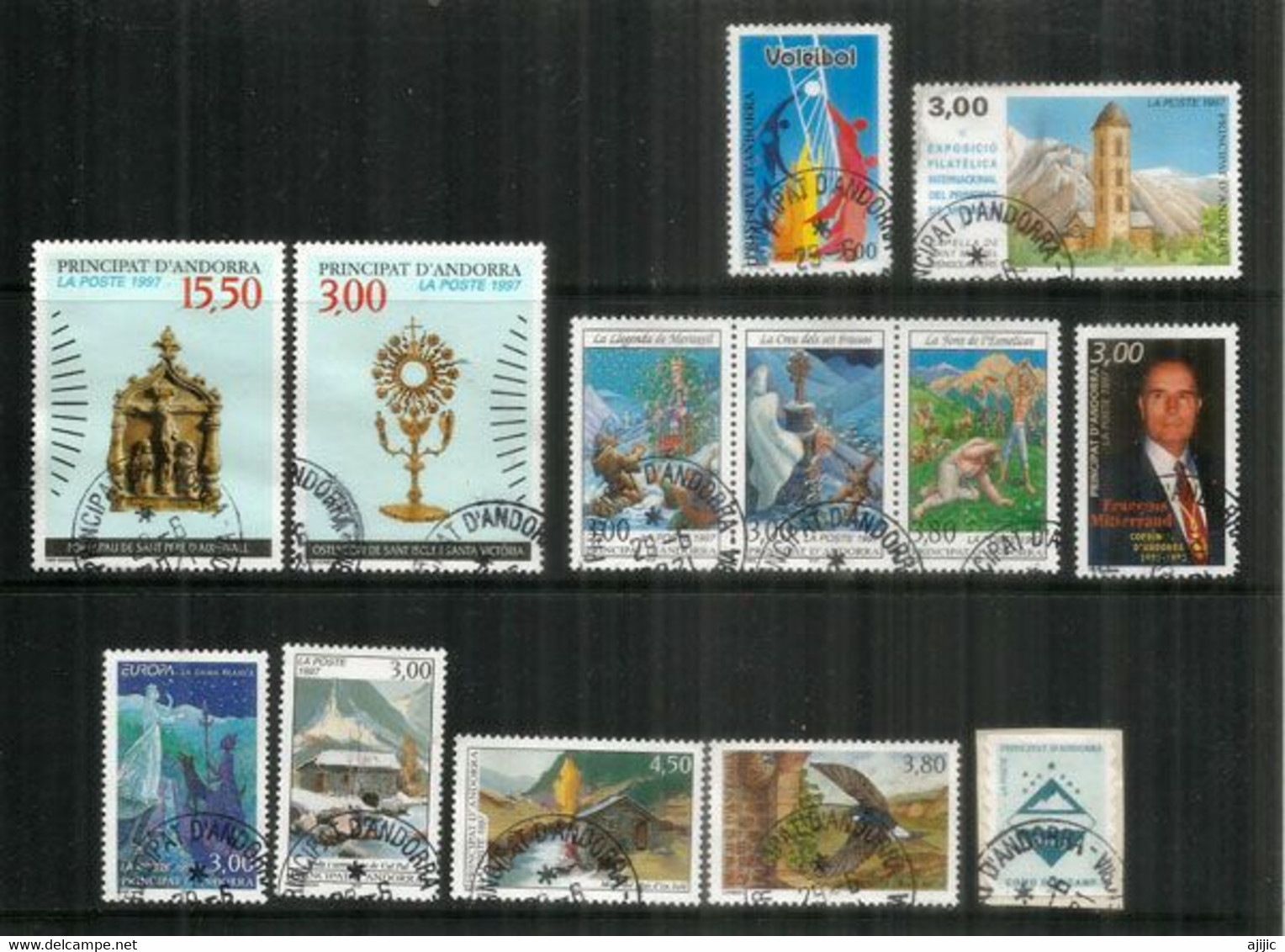 ANDORRA.Année Complète 1997. 13 Timbres Obliteres,1 ère Qualité, Oblitérations Rondes, Timbre Hommage Francois Mitterand - Usados