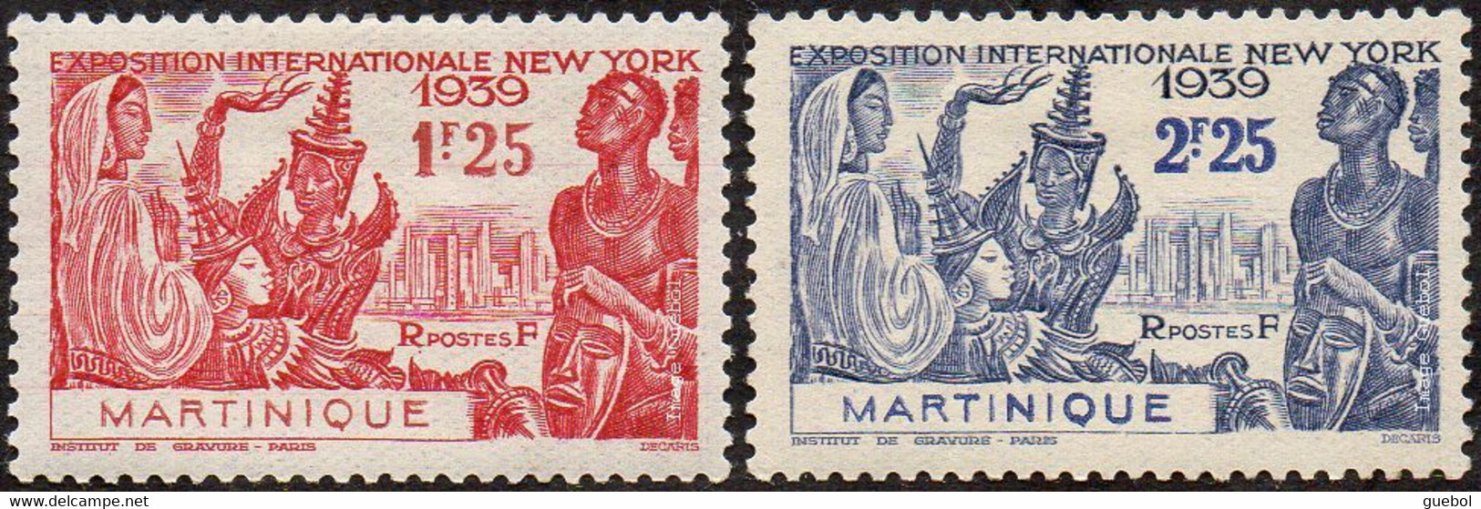 Détail De La Série Exposition Internationale De New York * Martinique N° 168 Et 169 - 1939 Exposition Internationale De New-York