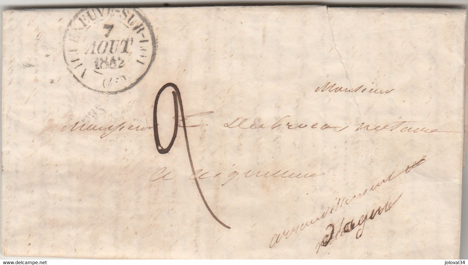 LAC VILLENEUVE Sur LOT Lot Et Garonne 7/8/1832 Taxe Manuscrite Pour Aiguillon - 1801-1848: Precursors XIX