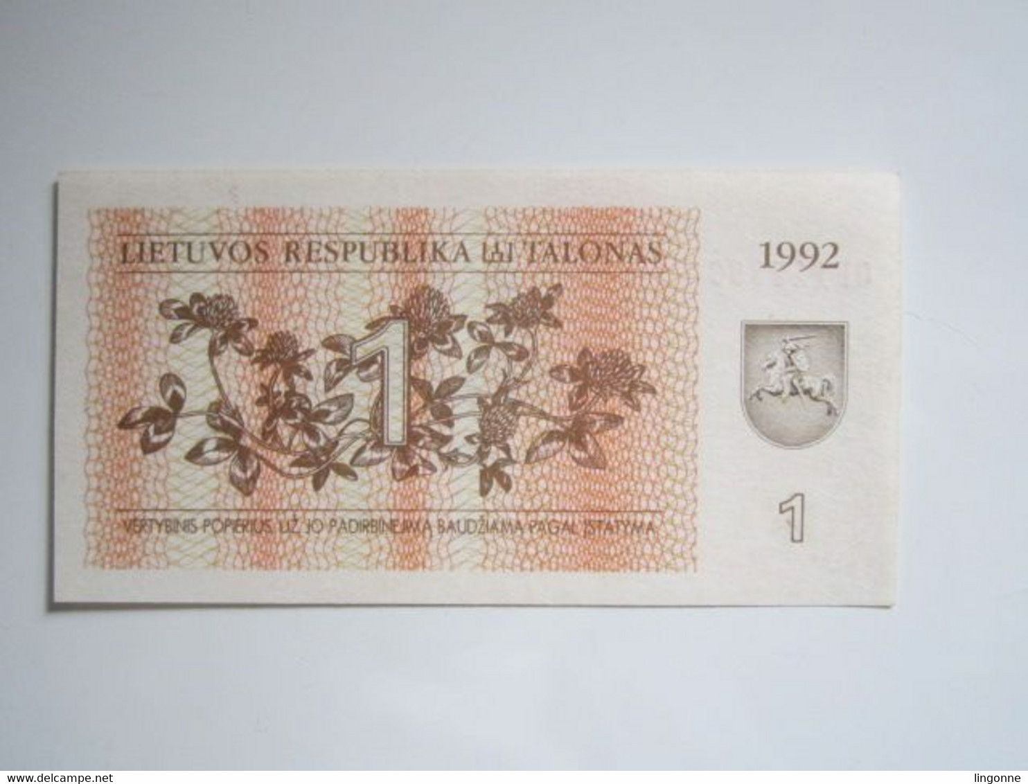 1992 BILLET LITUANIE 1 TALONAS - Lituanie