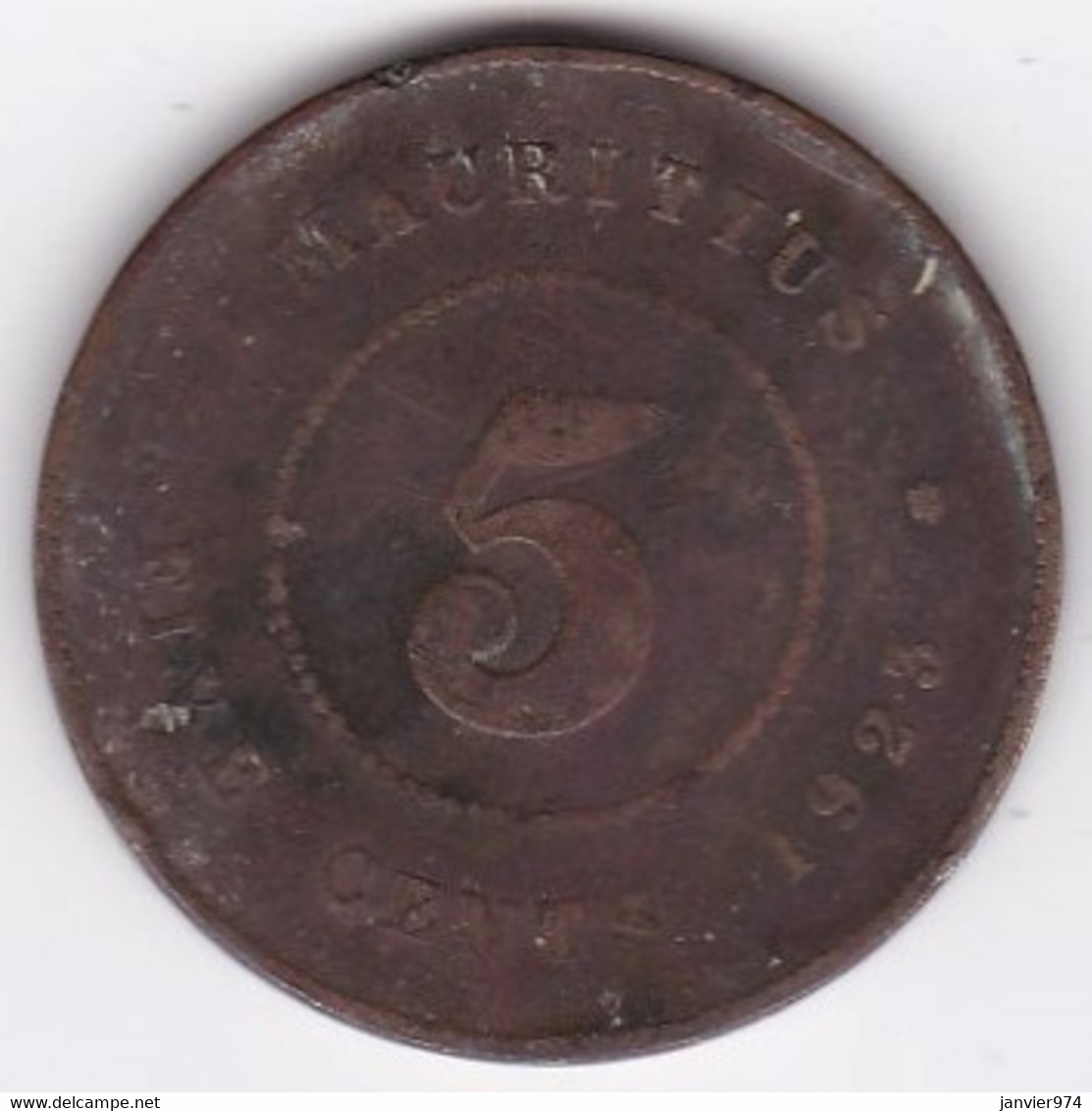 Ile Maurice , 5 Cents 1923 , George V, KM# 14 - Mauricio