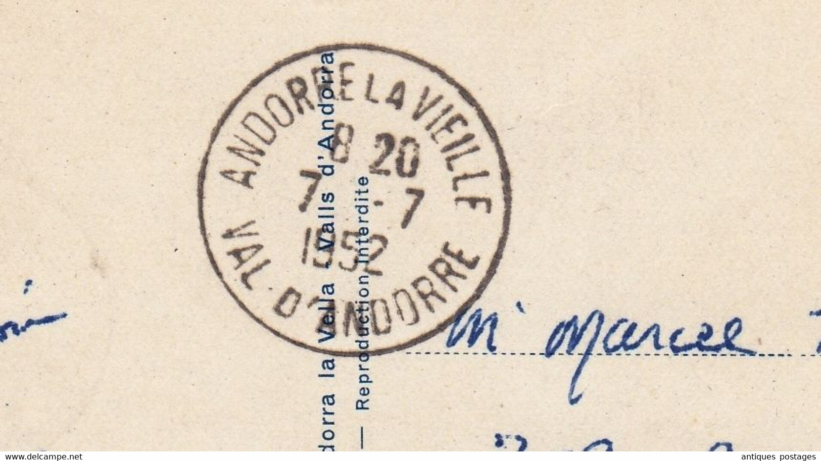 Carte Postale Andorre La Vieille 1952 Val D'Andorre Valls Andorra YT# 130 Pour Castelnaudary Aude Valenti Claverol - Lettres & Documents