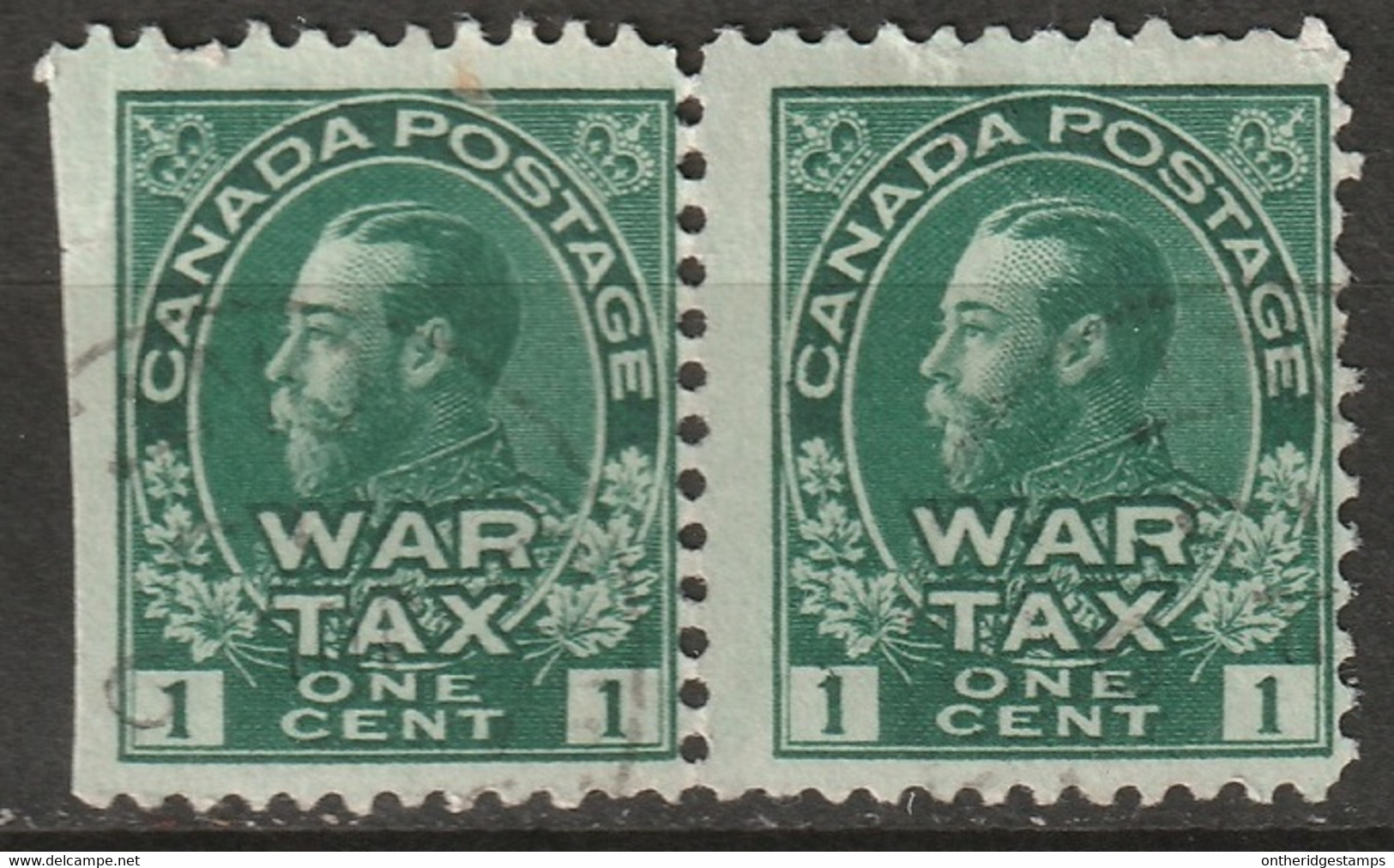 Canada 1915 Sc MR1  War Tax Pair Used - Impôts De Guerre