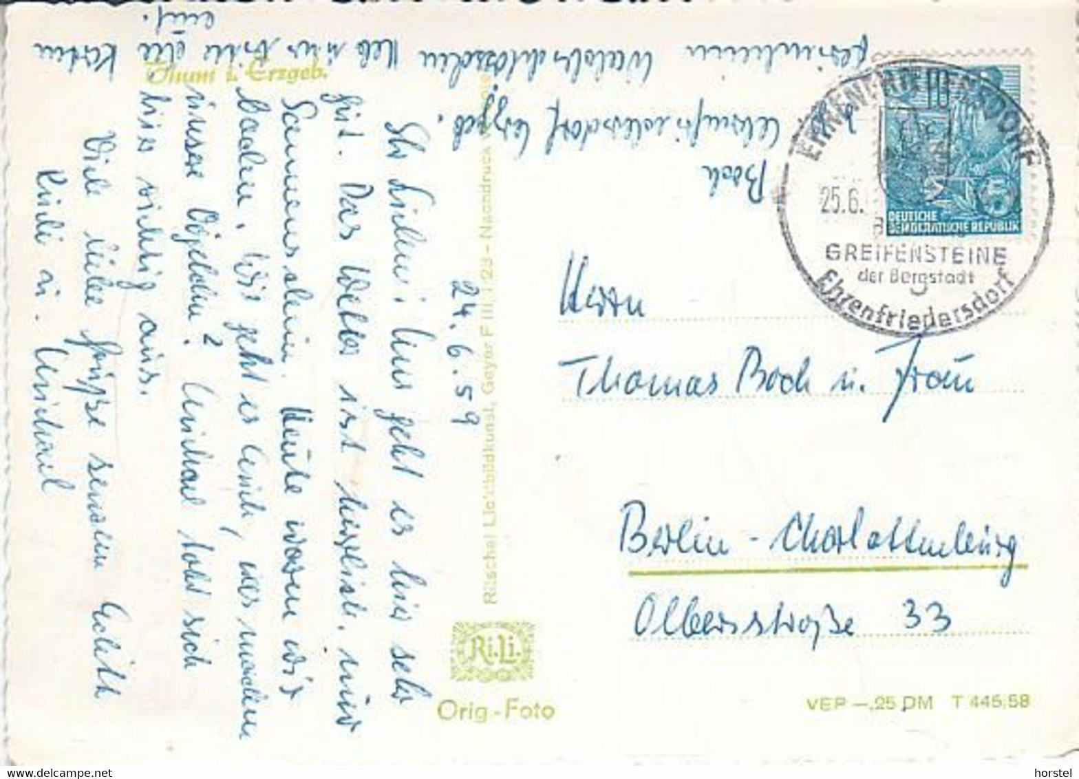 D-09419 Thum Im Erzgebirge - Panorama - Stempel 1959 Nice Stamp ! - Thum