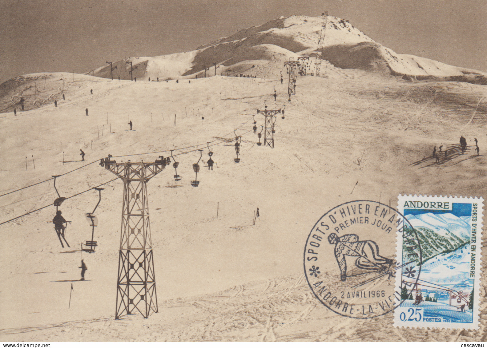 Carte  Maximum  1er  Jour  ANDORRE   Sports  D' Hiver  En   ANDORRE  1966 - Cartes-Maximum (CM)