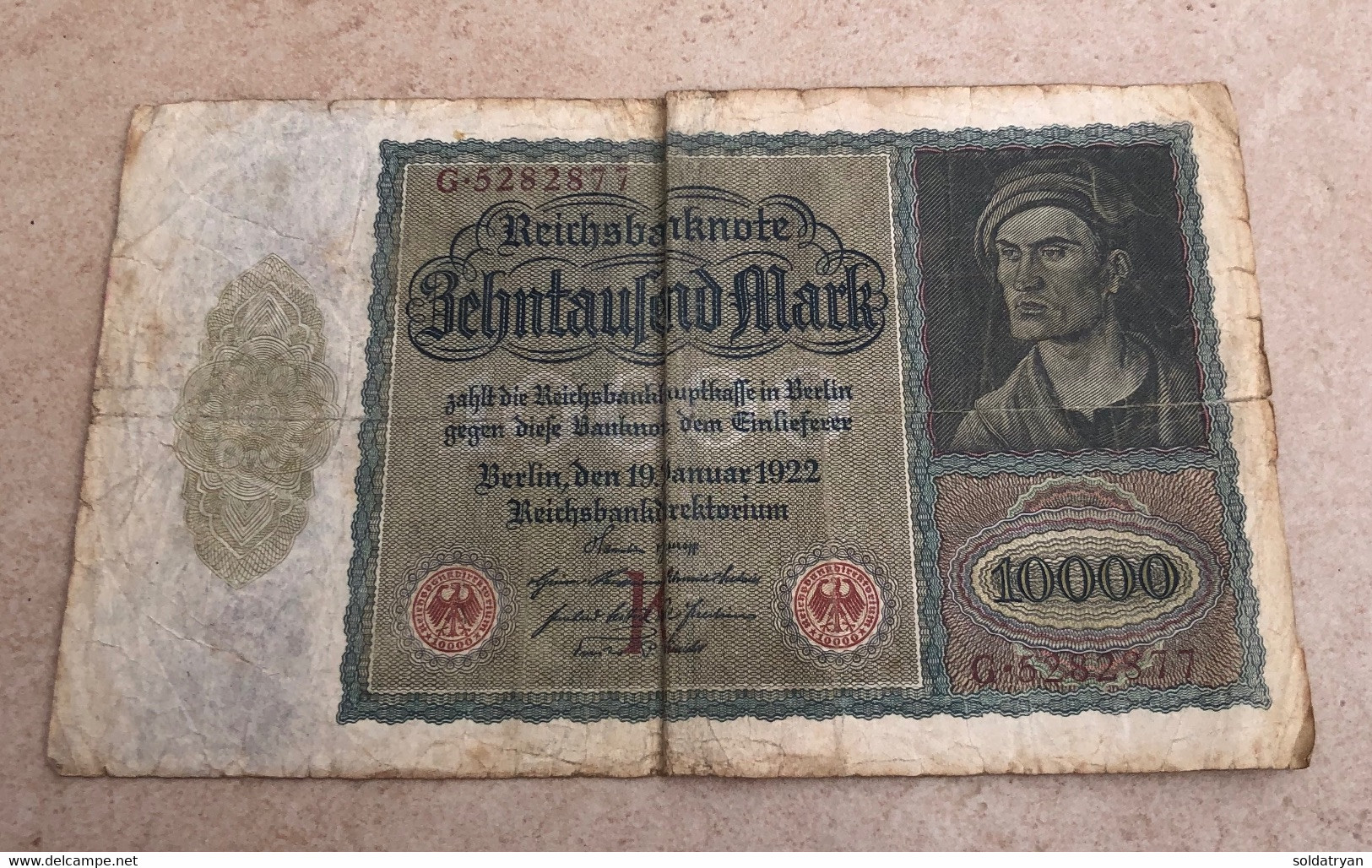 Billet / Banque Allemand 1922 Ww1 Ww2 10000 Marks Avec Filigranes Losange - 10.000 Mark