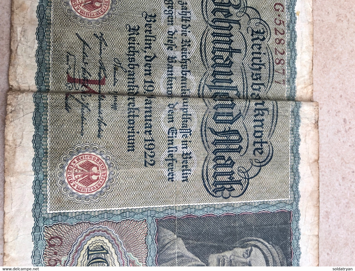 Billet / Banque Allemand 1922 Ww1 Ww2 10000 Marks Avec Filigranes Losange - 10000 Mark