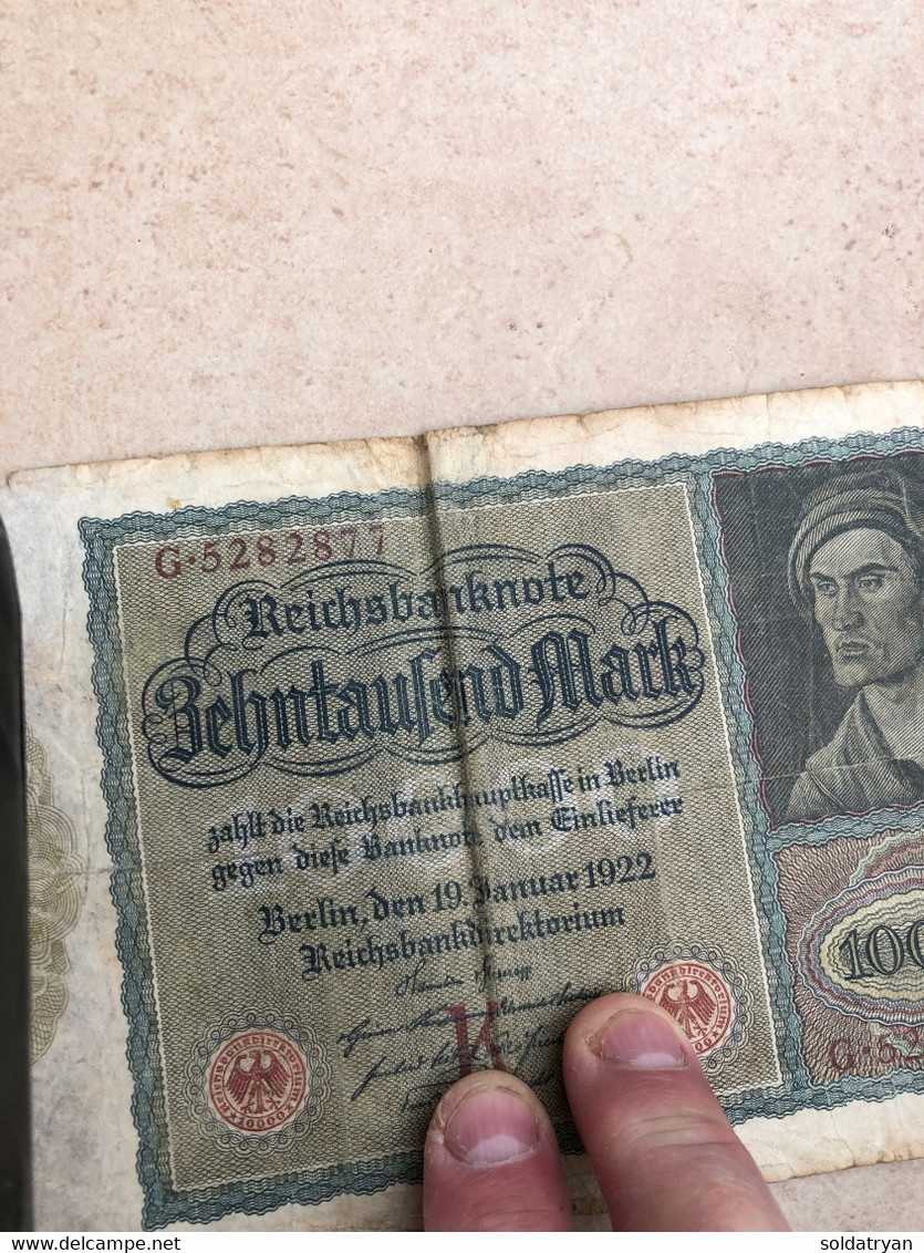Billet / Banque Allemand 1922 Ww1 Ww2 10000 Marks Avec Filigranes Losange - 10.000 Mark