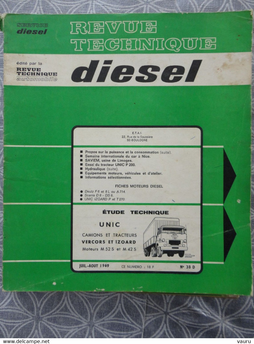 Revue Technique Diesel Camion N°38 SAVIEM LIMOGES  1968 UNIC VERCORS IZOARD SCANIA - Camions