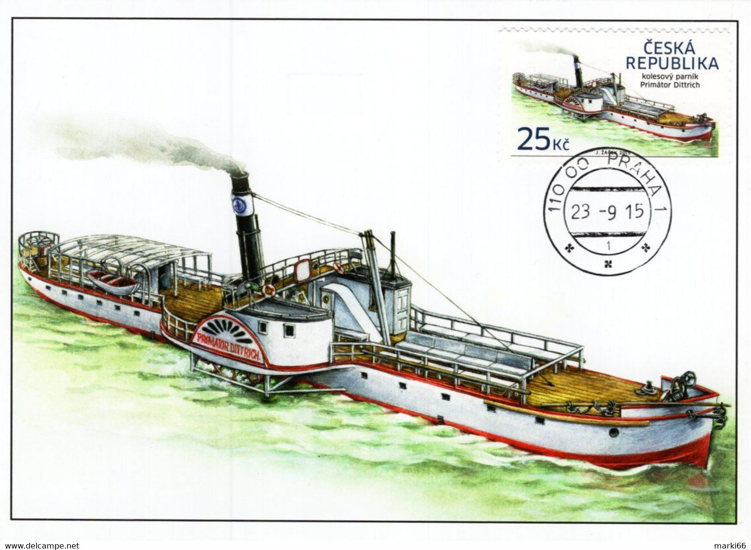 Czech Republic - 2015 - Historical Vehicles - Steamer Primator Dittrich - Maximum Card - Cartas & Documentos