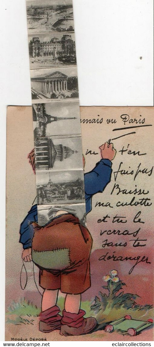 Thème Carte Postale  A Système Dépliant Vues De Paris     (voir Scan) - Mechanical