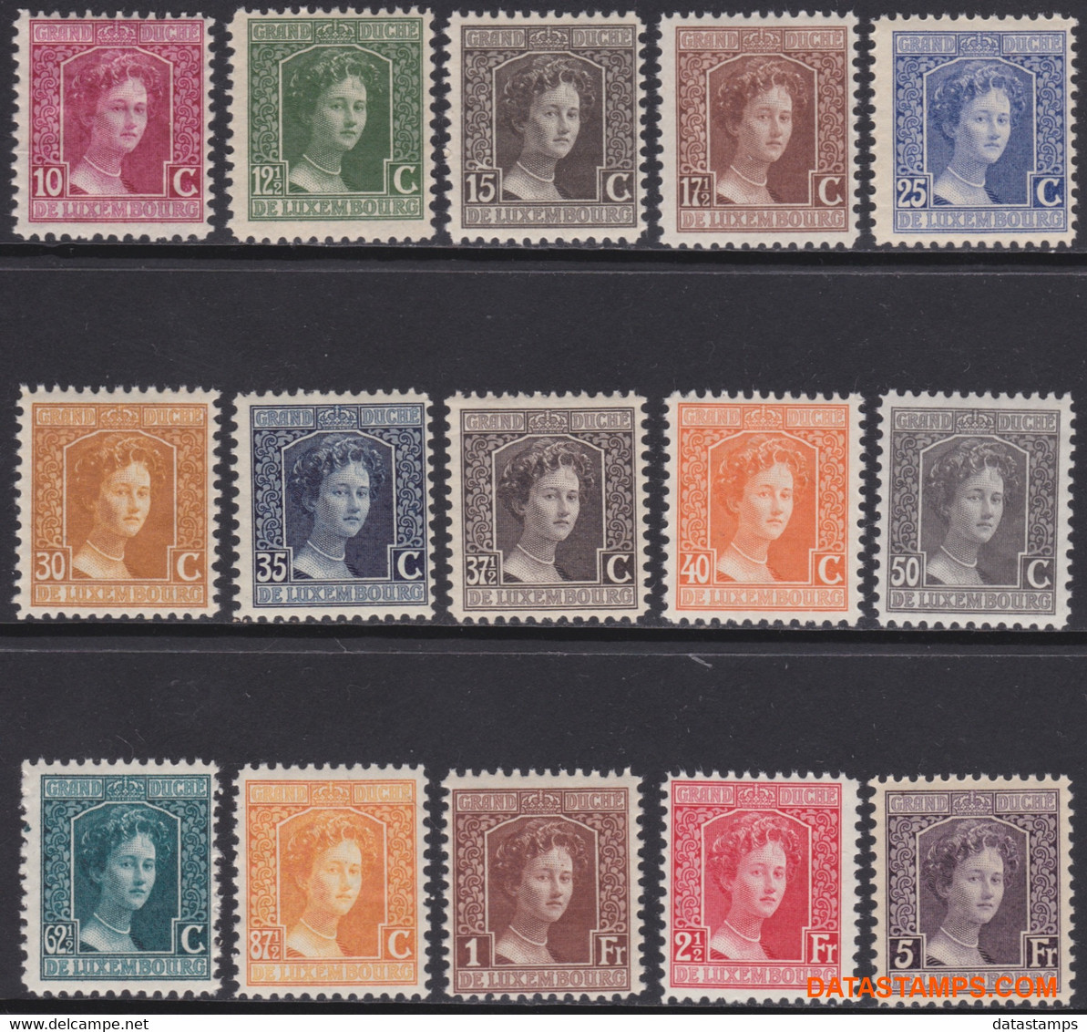 Luxemburg 1914/1920 - Mi:92/106, Yv:95/109, Stamp - XX - Marie Adelaide - 1944 Charlotte Right-hand Side