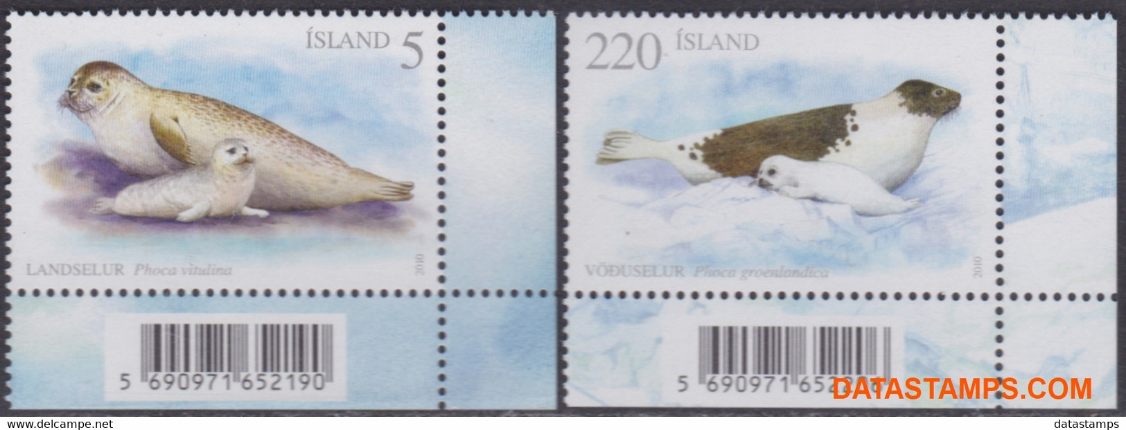 Ijsland 2010 - Mi:1261/1262, Yv:1188/1189, Stamp - XX - Seals - Ongebruikt