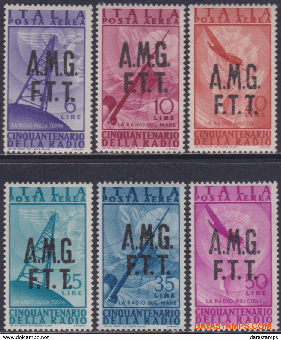 Trieste 1947 - Mi:28/33, Yv:PA 7/12, Airmail Stamps - XX - Telegraphy - Luftpost
