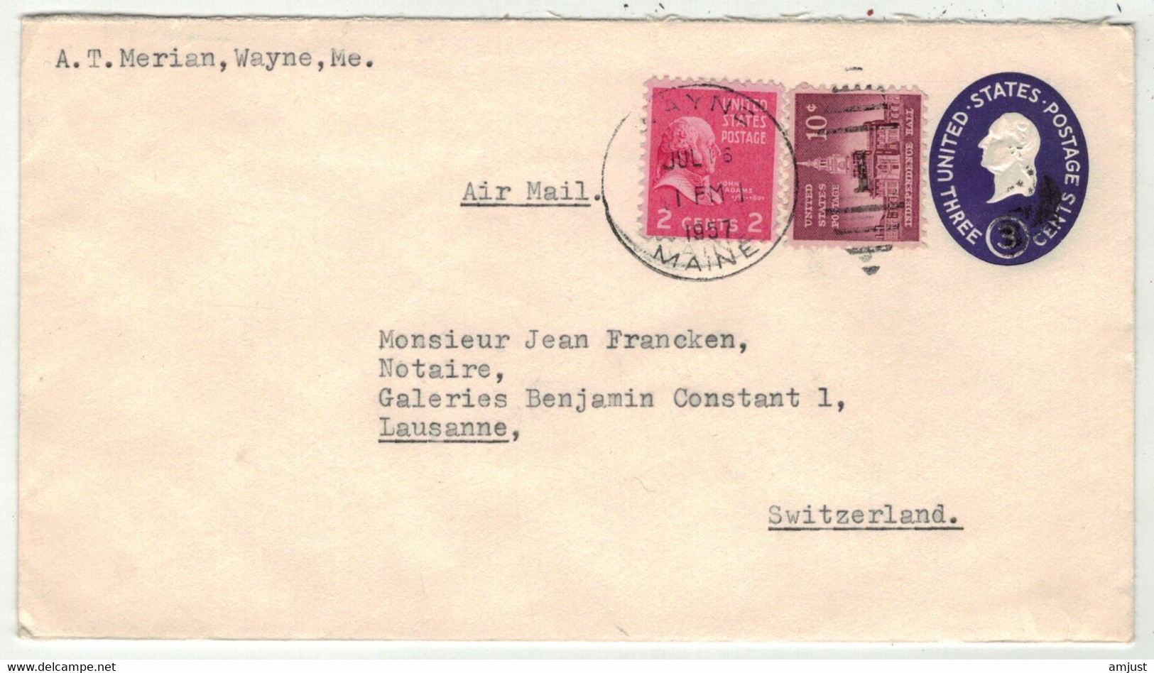 Etats-Unis // Entier Postaux // Entier Postal Pour La Suisse (Lausanne) - 1941-60