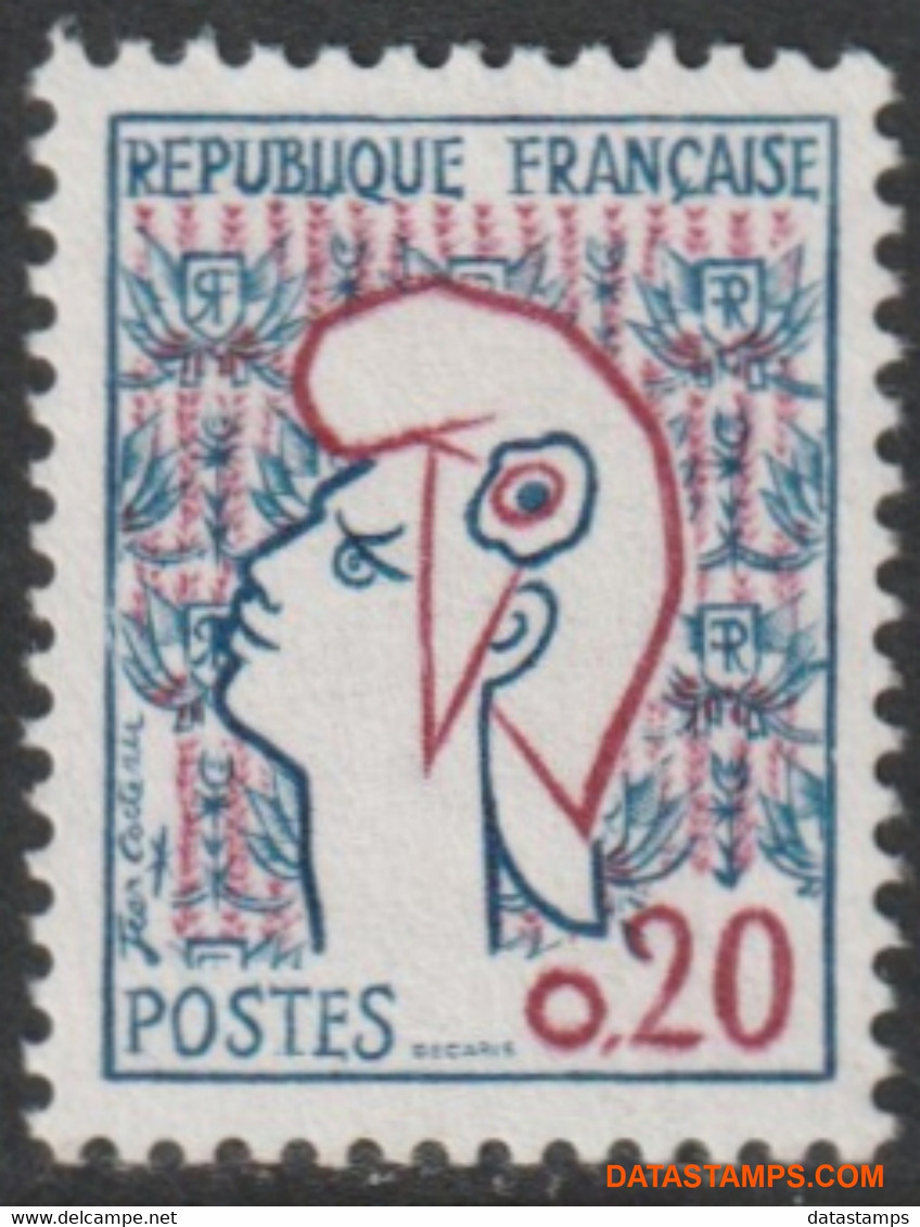 Frankrijk 1960 - Mi:1335, Yv:1282a, Stamp - XX - Marianne Cocteau - 1961 Marianni Di Cocteau