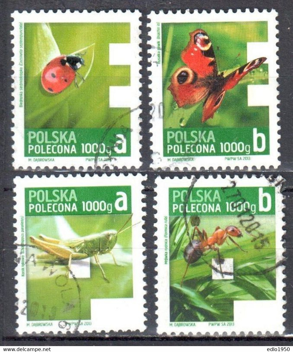 Poland 2013 - Insects Butterflies Schmetterlinge Mi 4637-4640 - Used - Gestempelt - Used Stamps
