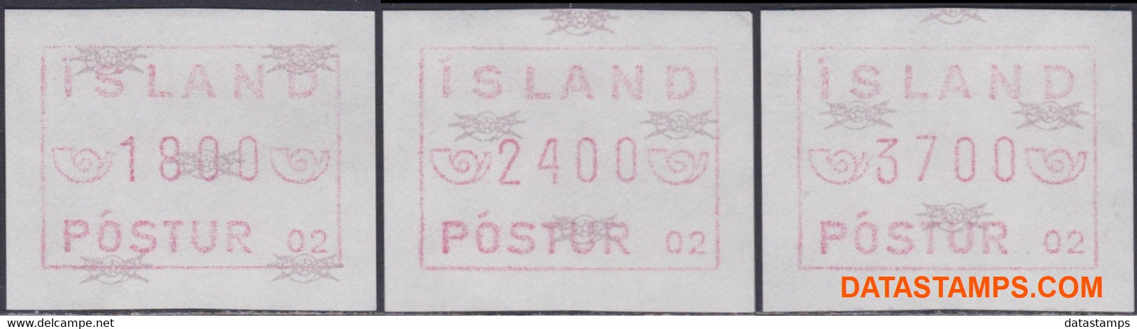 Ijsland 1988 - Mi:autom 2 Set, Yv:TD 2 Set, Machine Stamp - XX - Machine Stamp - Franking Labels
