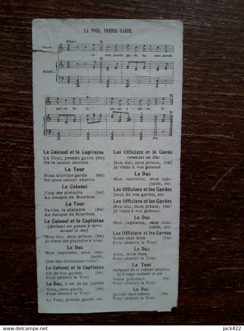 L37/98 CHROMO CHOCOLAT REVILLON . VIEILLES CHANSONS DE FRANCE . LA TOUR PRENDS GARDE - Revillon