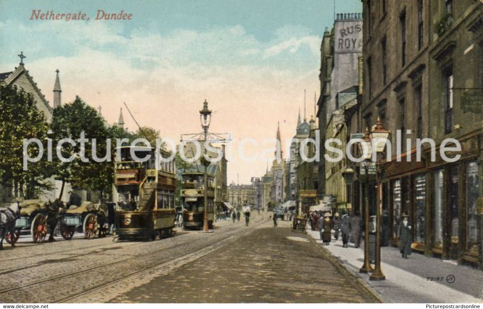 DUNDEE NETHERGATE OLD COLOUR POSTCARD SCOTLAND TRAMS - Angus