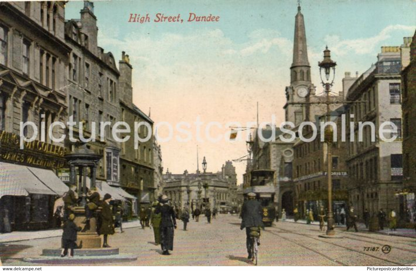 DUNDEE HIGH STREET OLD COLOUR POSTCARD SCOTLAND - Angus