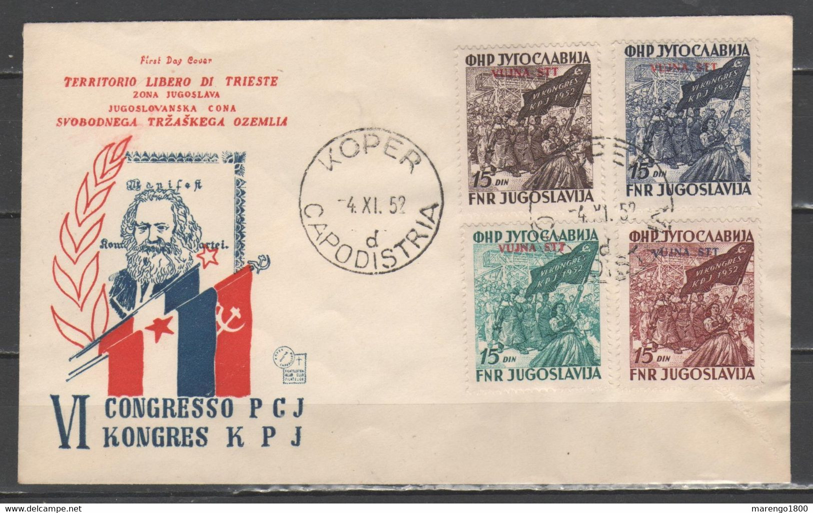 Trieste B - Vujna Stt 1952 - Congresso Partito Fdc          (g7737) - Poststempel