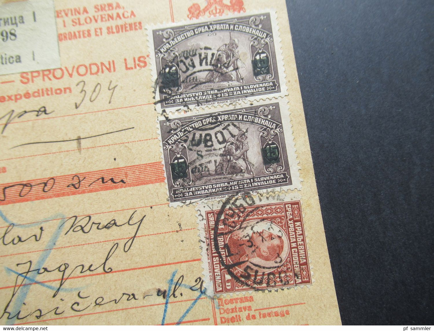 Jugoslawien SHS 1923 Bulletin D'expedition / Postanweisung Valeur 500 Dinar Subotica I Nach Zagreb - Storia Postale