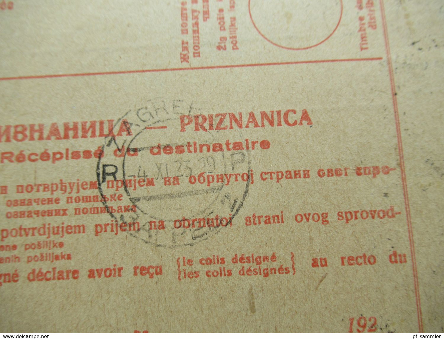 Jugoslawien SHS 1923 Bulletin D'expedition / Postanweisung Valeur 500 Dinar Subotica I Nach Zagreb - Cartas & Documentos