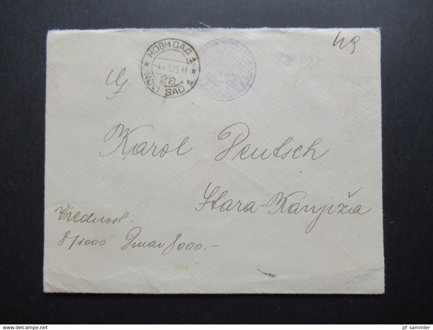 Jugoslawien SHS 1925 Wertbrief über 8000 Dinar Stempel Novi Sad Nach Stara Kanjiža (heute Serbien) An Karol Deutsch - Cartas & Documentos