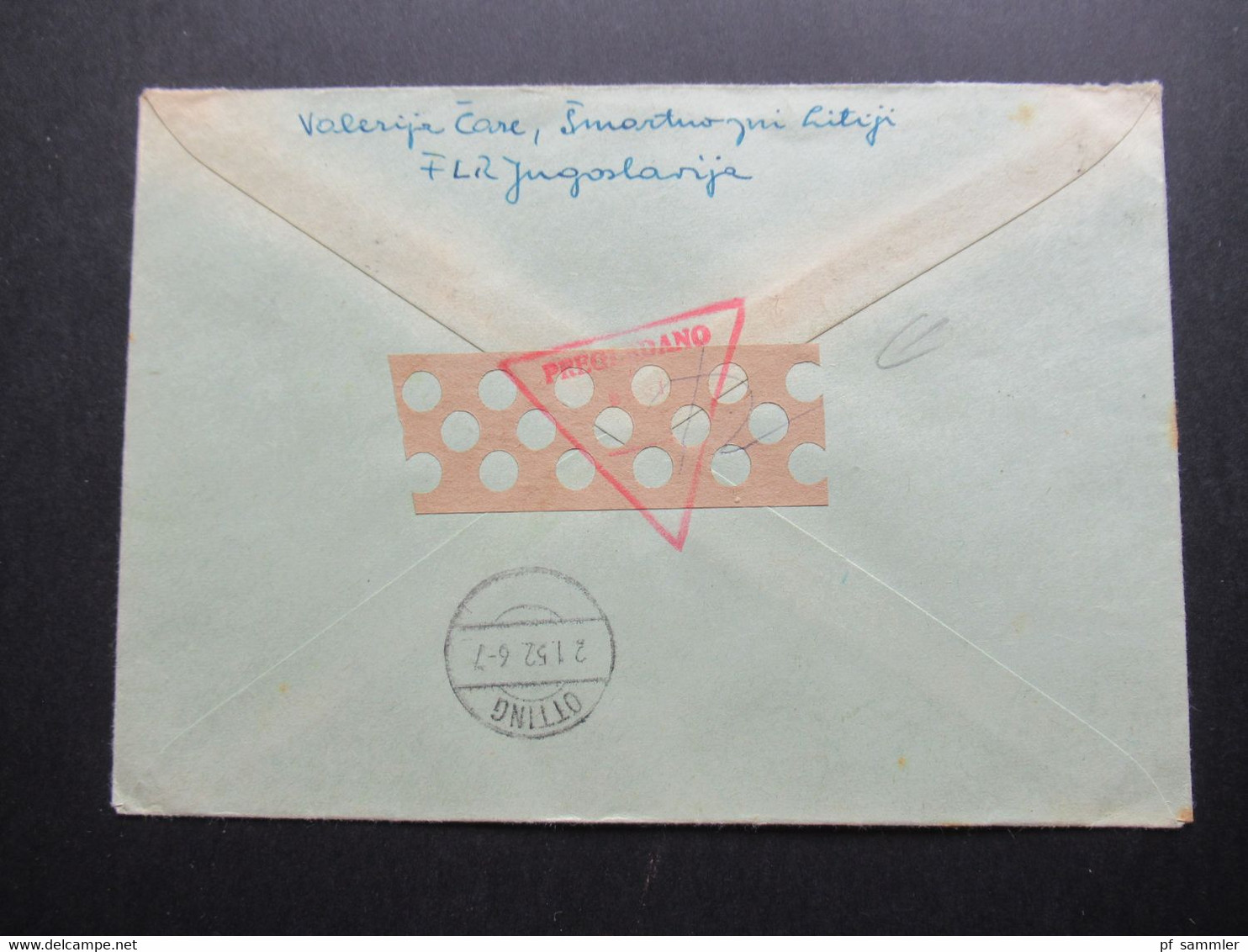 Jugoslawien 1951 Flugzeuge über Landschaften Nr.649/650 Einschreiben Beograd 1 Nach Otting Roter Dreieck Zensurstempel - Lettres & Documents