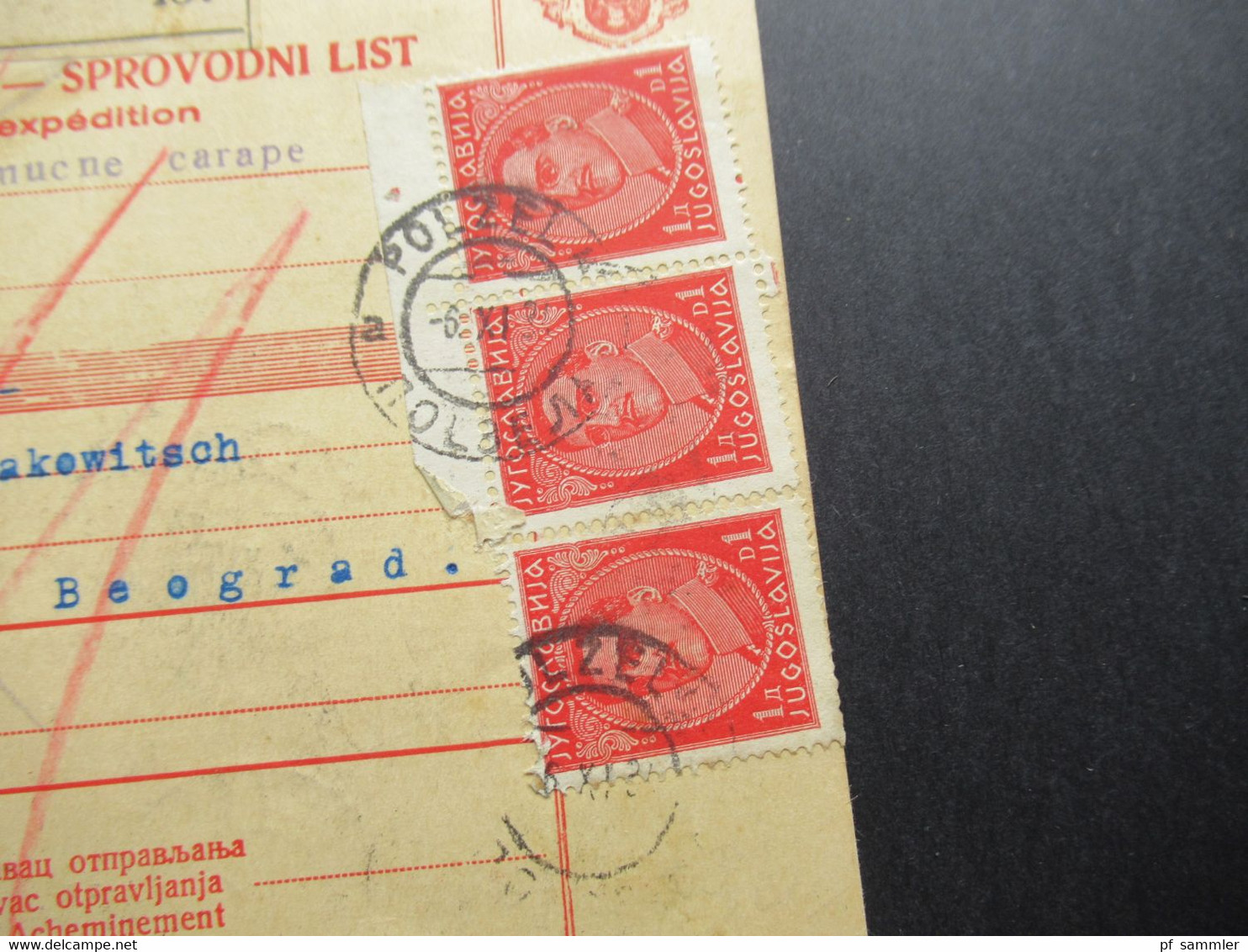 Jugoslawien 1931 Bulletin D'expedition Postanweisung Polzela - Beograd König Alexander Nr. 230 (3) Und Nr. 231 (14) - Briefe U. Dokumente