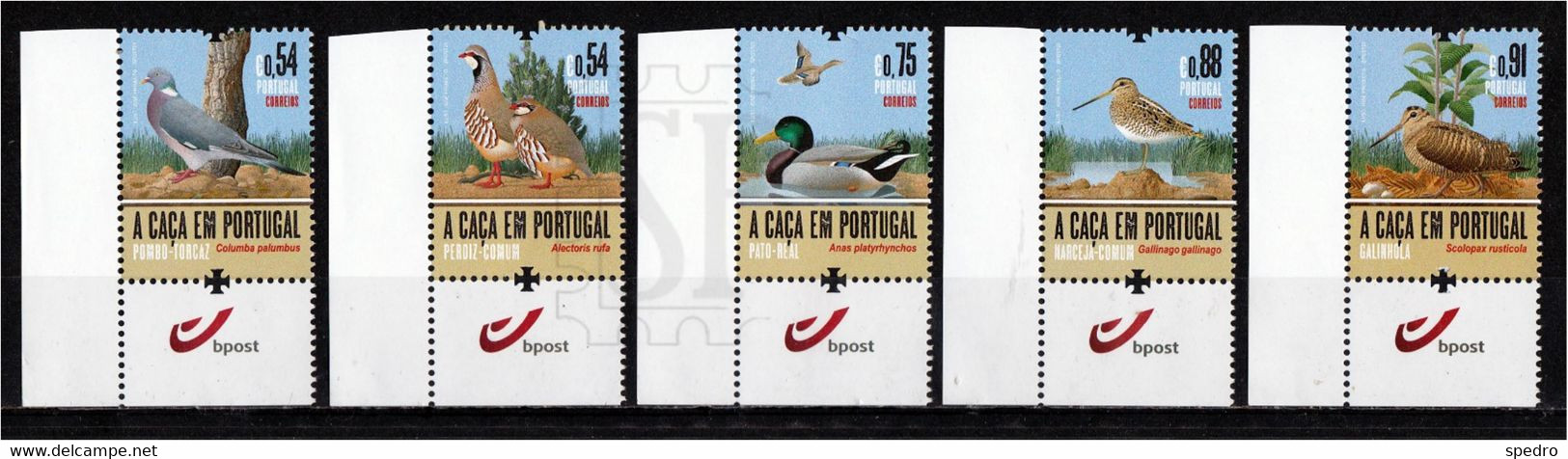 Portugal 2021 Caça Pato Real Duck Canard Perdiz Perdrix Partridge Narceja Galinhola Pombo Pigeon Fauna Animal Bird Bpost - Patrijzen, Kwartels