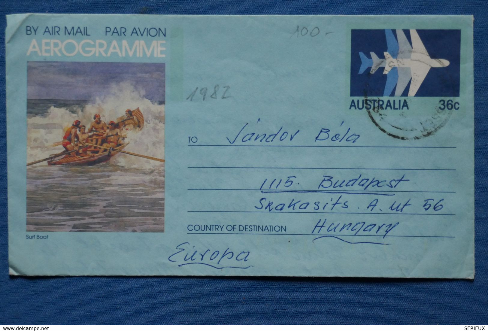 V18 AUSTRALIA BELLE LETTRE AEROGRAMME 1982 PAR AVION  POUR BUDAPEST HONGRIE  +AFFRANCHISSEMENT INTERESSANT - Lettres & Documents