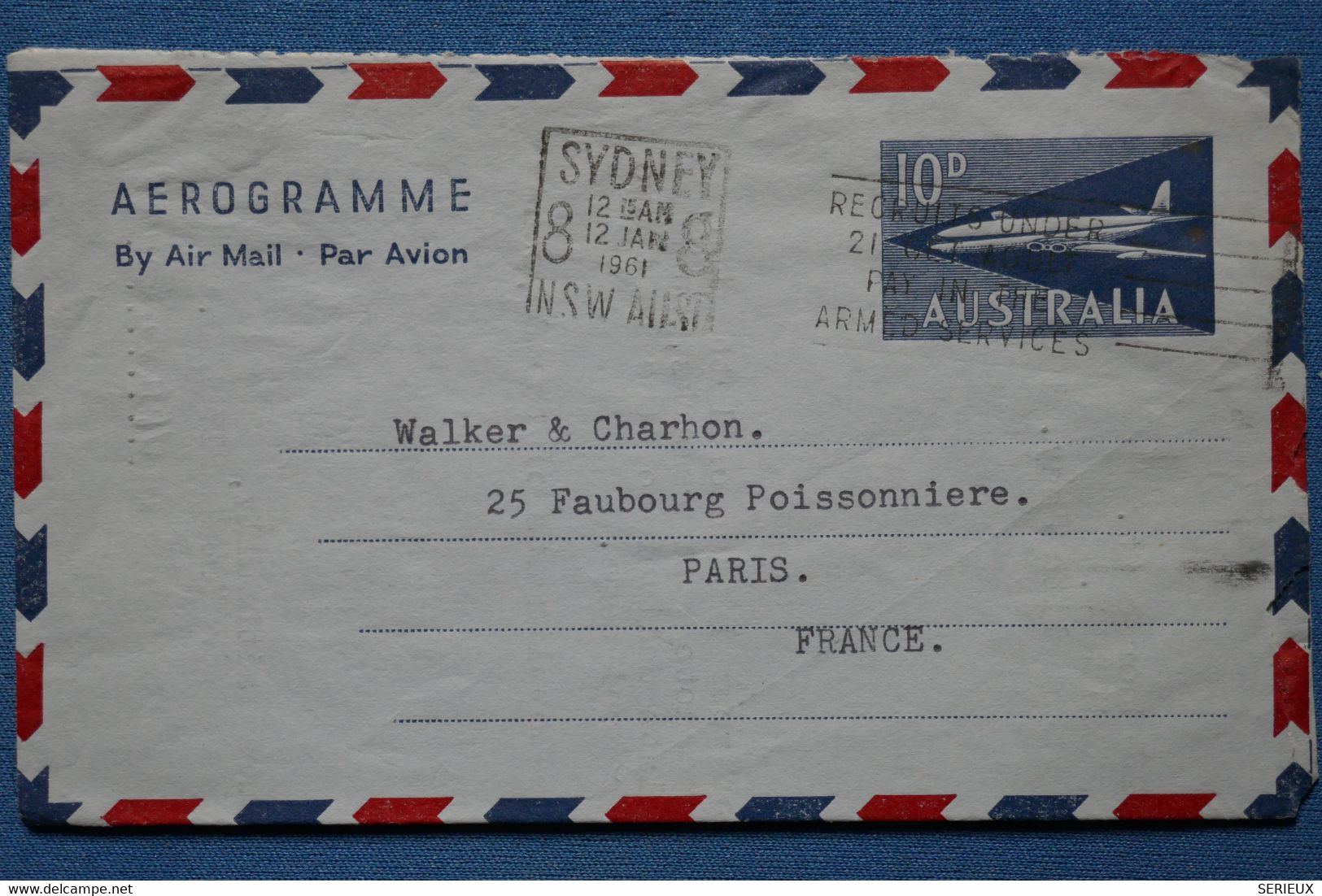 V18 AUSTRALIA BELLE LETTRE AEROGRAMME 1961 PAR AVION  POUR  PARIS   FRANCE +AFFRANCHISSEMENT INTERESSANT - Aerograms