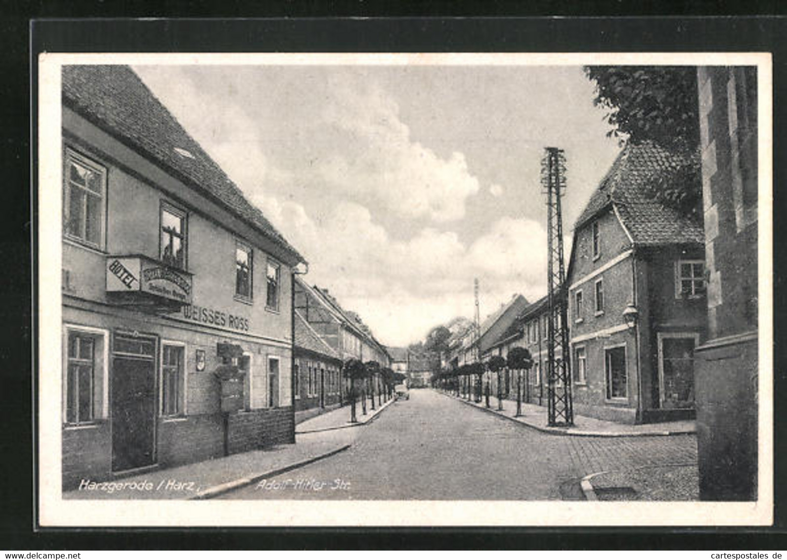 AK Harzgerode /Harz, Strasse Mit Hotel Weisses Ross - Harzgerode